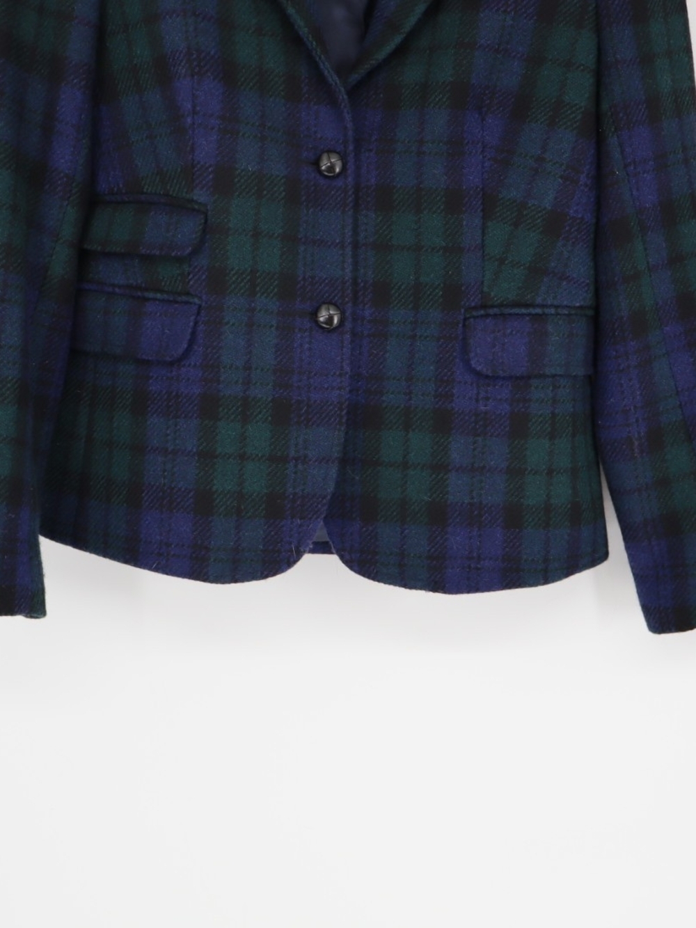J.Crew Schoolboy Blazer Women’s 8 Black Watch Plaid 100% Wool Tartan Preppy - Picture 4 of 16